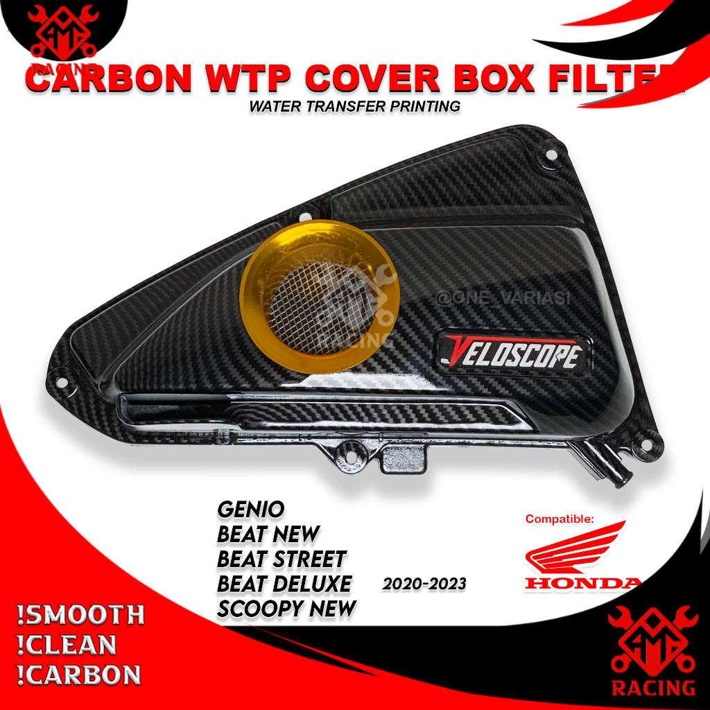 AMH_RACING - COVER TUTUP BOX FILTER CARBON VELOCITY GENIO / TUTUP FILTER BEAT NEW CARBON BEAT DELUXE