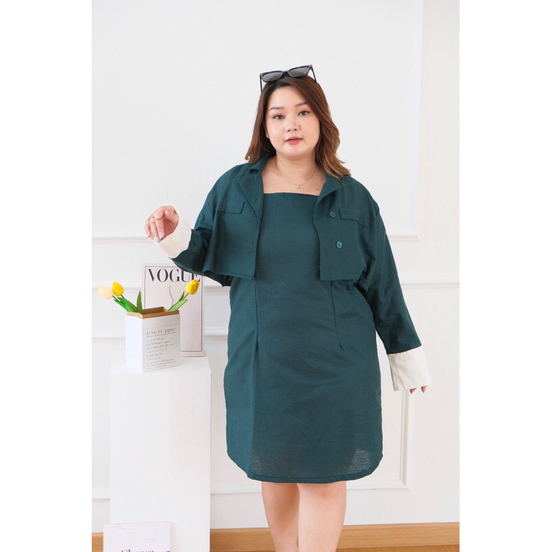 MELDA DRESS + OUTER BIGSIZE JUMBO LINEN