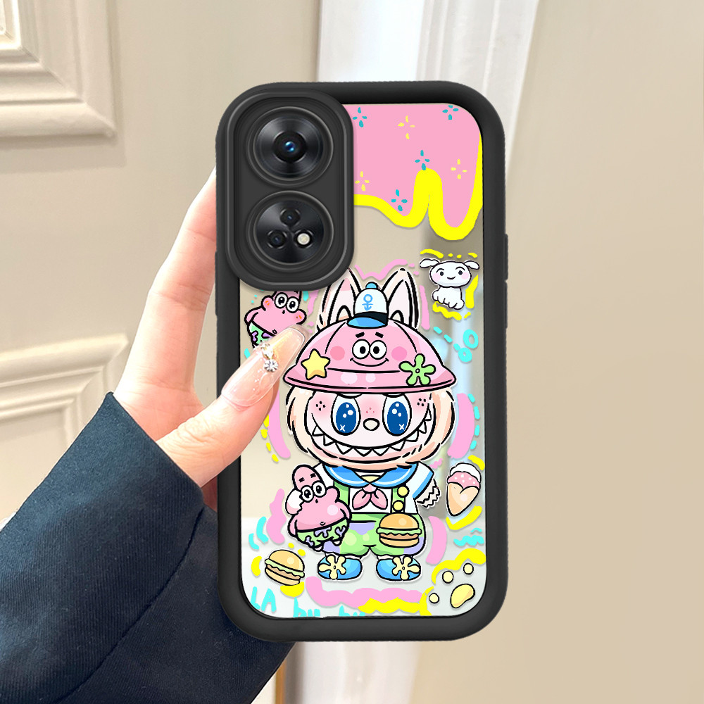 OPPO Reno 8T Labubu Pattern Cute Cartoon Cermin Phone Untuk Phone Case Casing Hp Softcase Kesing 800