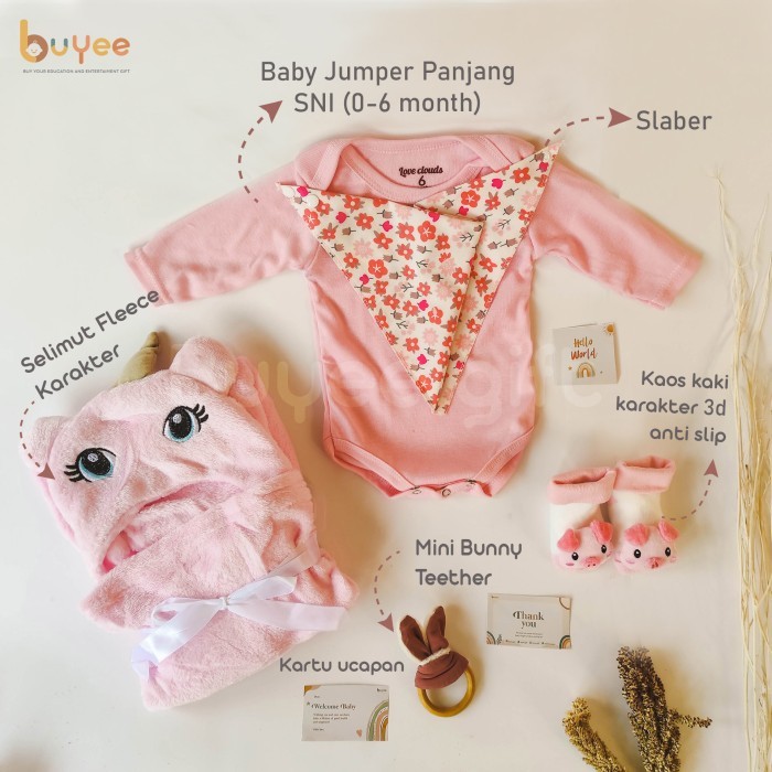 

[Best Seller] Hampers Selimut Bayi Premium | Kado Lahiran Bati | Baby Parcel - Merah Muda