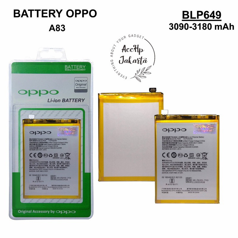 Batre Baterai Battery Oppo A83 BLP649 BLP 649 Batre OPPO A83 Batrei Batrai OPPO A83 Original