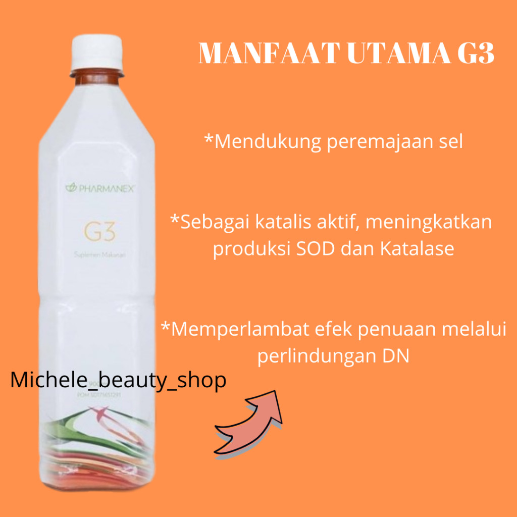 

Jus G3 Original 1 Botol/G3 Kesehatan / Minuman Kesehatan/Perawatan Tubuh EXP 04/2026
