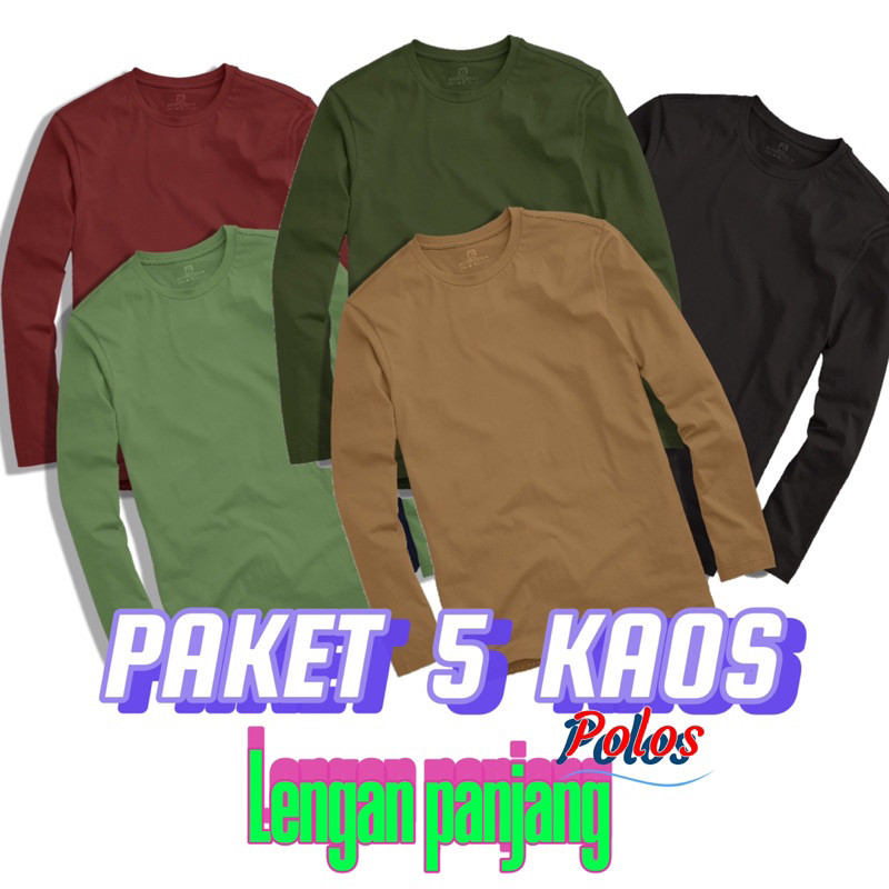 PAKET 5 KAOS LENGAN PANJANG PRIA TREND VIRAL