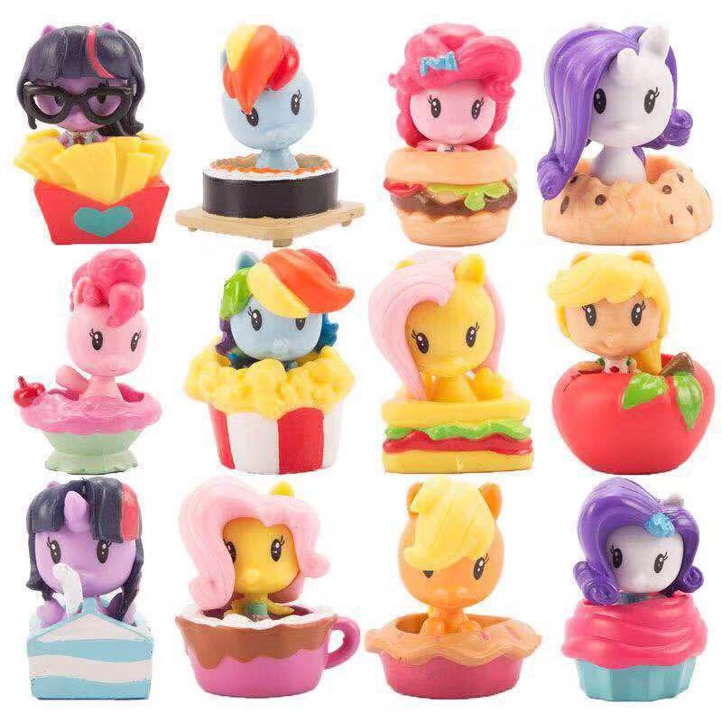 12Pcs/Set My Little Pony Action Figures Toy Cartoon Anime Twilight Sparkle Model Doll Room Decoratio