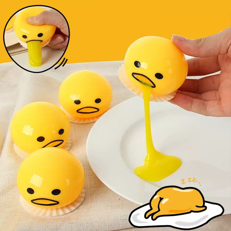 New Funny Egg Yolk Squishy Toys Squeeze Ball Vomit Custard Bun Creative Stress Relief Sticky Toys Fo
