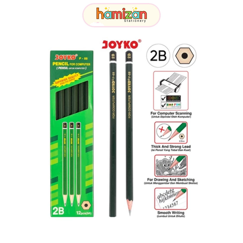

Pencil Pensil Joyko P-88 2B 1 BOX 12 PCS / ( 12 pcs ) P88 Pencil Pensil Kayu Joyko P-88 2B 1 BOX 12 PCS