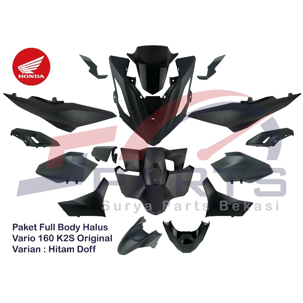 Full Set Bodi Body Vario 160 Original Paketan Body Halus Vario 160 K2S Original Hitam Doff