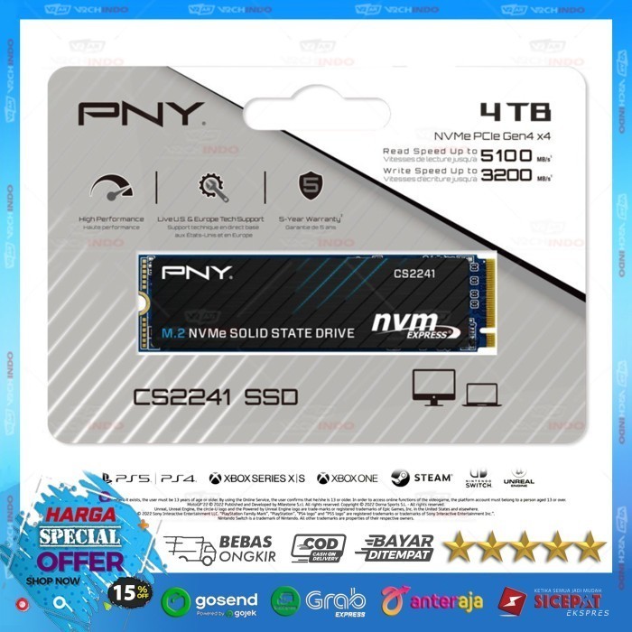 SSD NVMe M2 PNY CS2241 - SSD NVME M.2 PNY CS-2241 Top Brand USA Gen4 X4 PCIe 