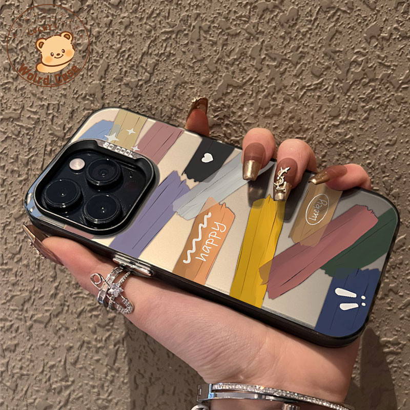 Warna kayu batangan Rasa maju case iPhone seri Kompatibel untuk iPhone 11 12 13 14 15 pro promax cas