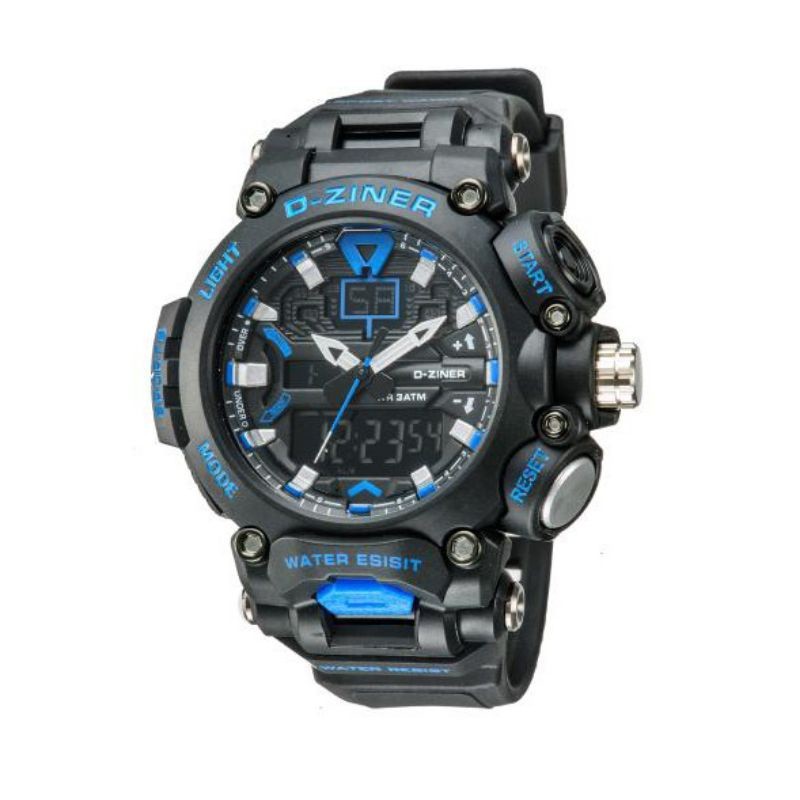 BWH JAM TANGAN PRIA ORIGINAL D-ZINER 8298 DOUBLE TIME TALI RUBBER WATER