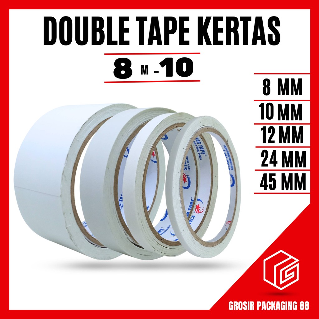 

Double Tape Kertas 45mm 24mm 12mm 6mm – 11M Lakban Dobel Sided Tape ATK 2 1 1/2 1/4 Inch 15YARD