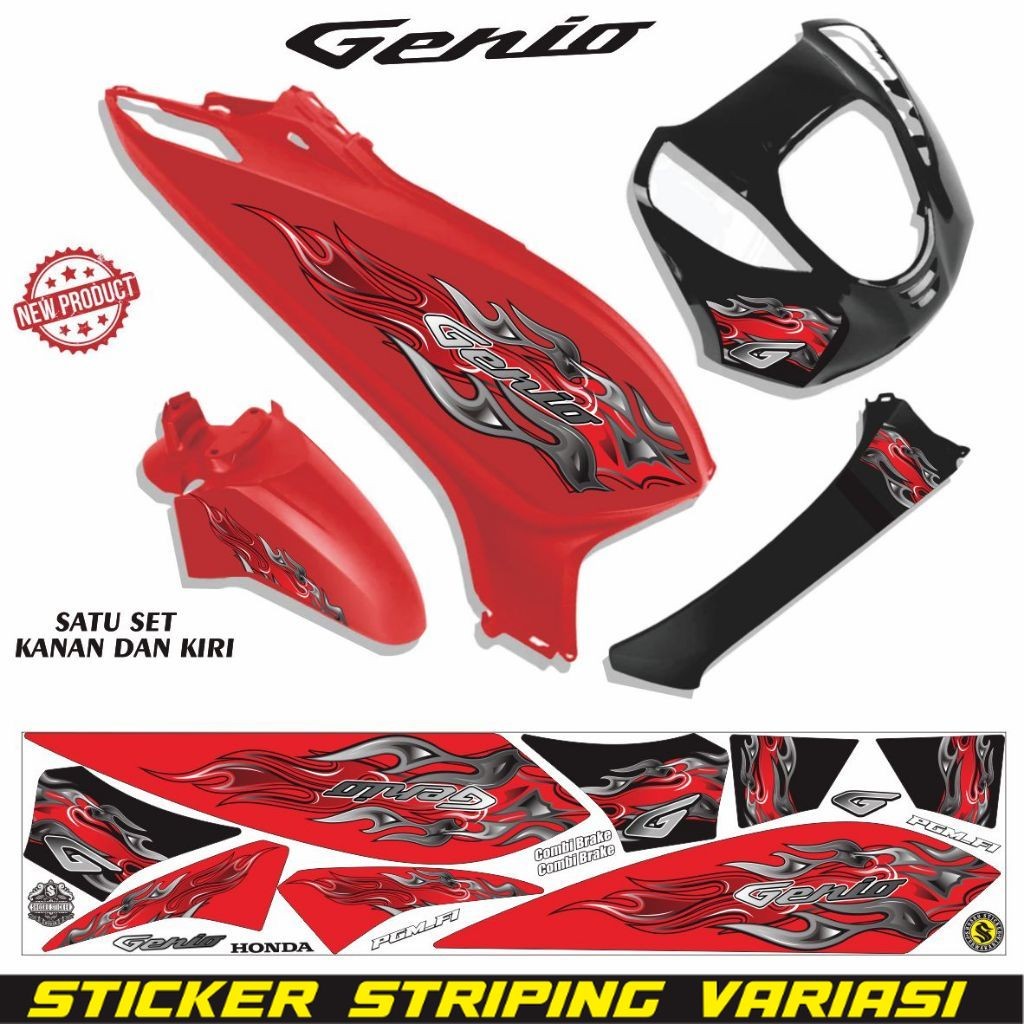 VARIASI MOTOR LIST STIKER MOTOR GENIO / STRIPING VARIASI GENIO / STIKER TERLARIS