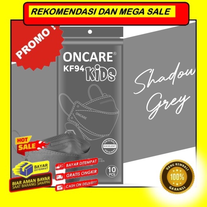 Terlaris Masker KF94 ANAK 4ply Tebal ONCARE WARNA PREMIUM Korea isi 10 pcs - Shadow Grey Rekomendasi