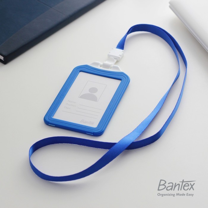 

⭐BISA COD⭐ Bantex Cobalt Blue Dual Side ID Card Holder Lanyard Portrait 8881 Biru