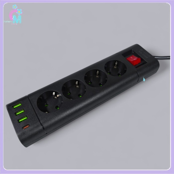 

- YIGOU Stop Kontak 4 Lubang USB Type C EU Plug 10A 110-250V 2500W - 1112U -