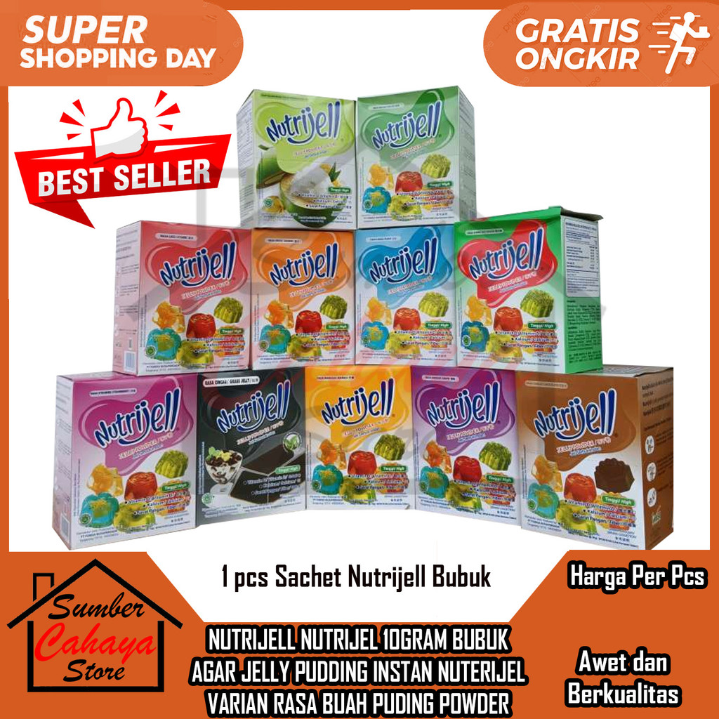 

Nutrijell Nutrijel 10gram Bubuk Agar Jelly Pudding Instan Nuterijel Varian Rasa Buah Puding Powder Serbuk Ager Jely Jeli Jelli Coklat Susu Melon Mangga Lendir Kental Kenyal Puder Plain