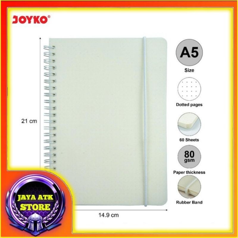 

DOTTED SPIRAL NOTEBOOK A5 JOYKO NB -700 BUKU CATATAN TITIK - TITIK SAMPUL BENING 60 LBR 80 GSM