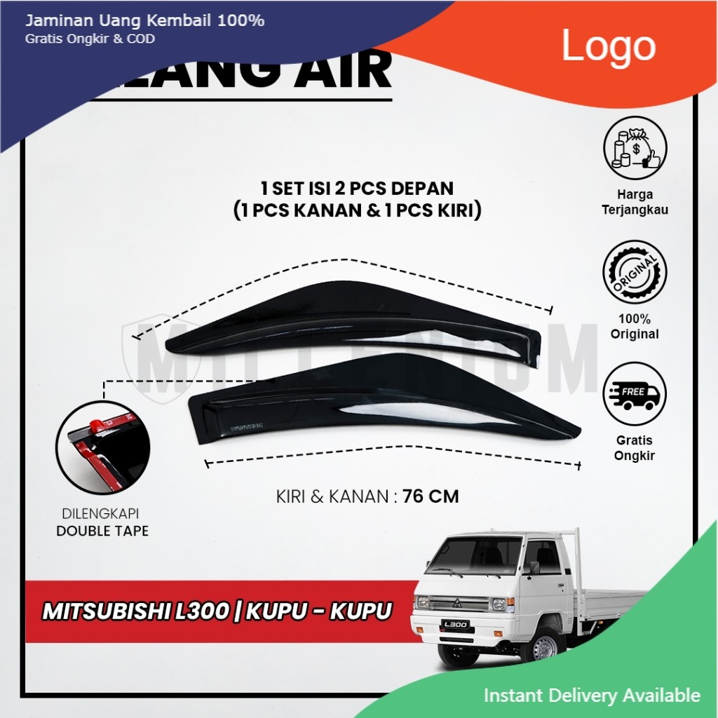 Talang Air Pintu Mobil MITSUBISHI L300 Model Kupu - Kupu 2 Pintu Berkualitas Tasya_Variasi_Mobil