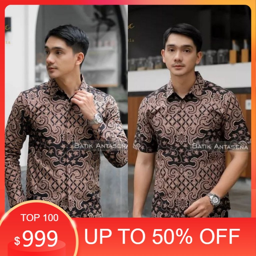 Baju Kemeja Batik Cowok Lengan Panjang Lengan Pendek Ukuran M L XL XXL