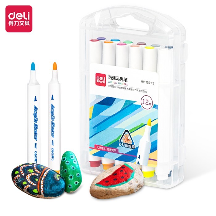 

[New Arrival] Deli Spidol Akrilik / Acrylic Marker 48 Colors HM315 - 12 warna