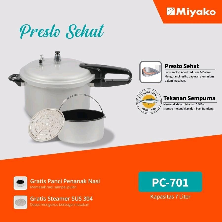 Miyako Presto Sehat Pc 701 Panci Presto Miyako 7 Liter Pc701 Bertekanan Uap