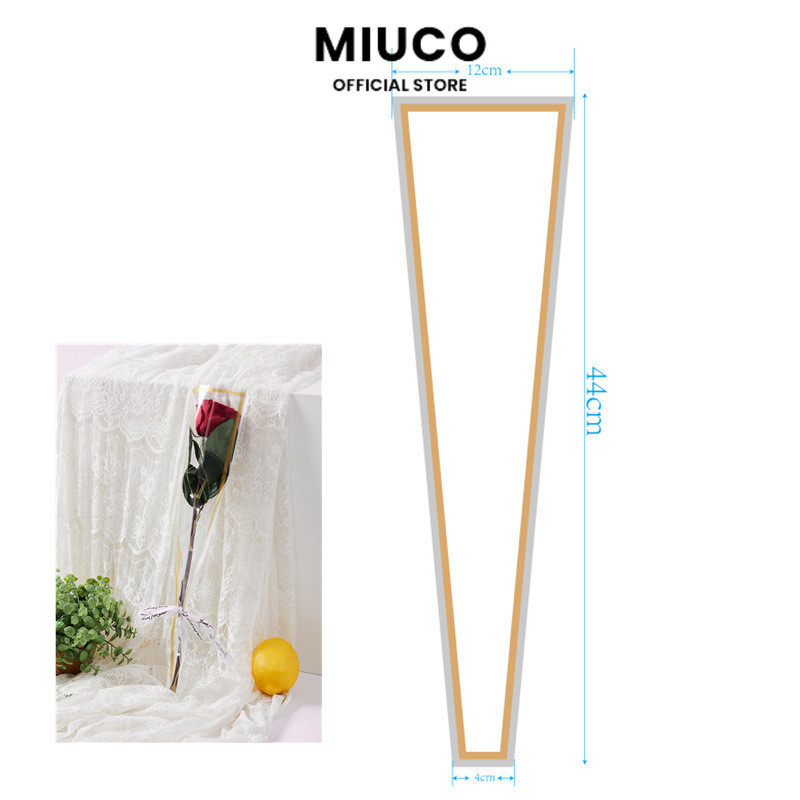 

MIUCO - 1pc LIS444 Plastik Bunga Mawar 1 tangkai (ecer per lembar) / Wrapping Plastik untuk Mini Buket Rose