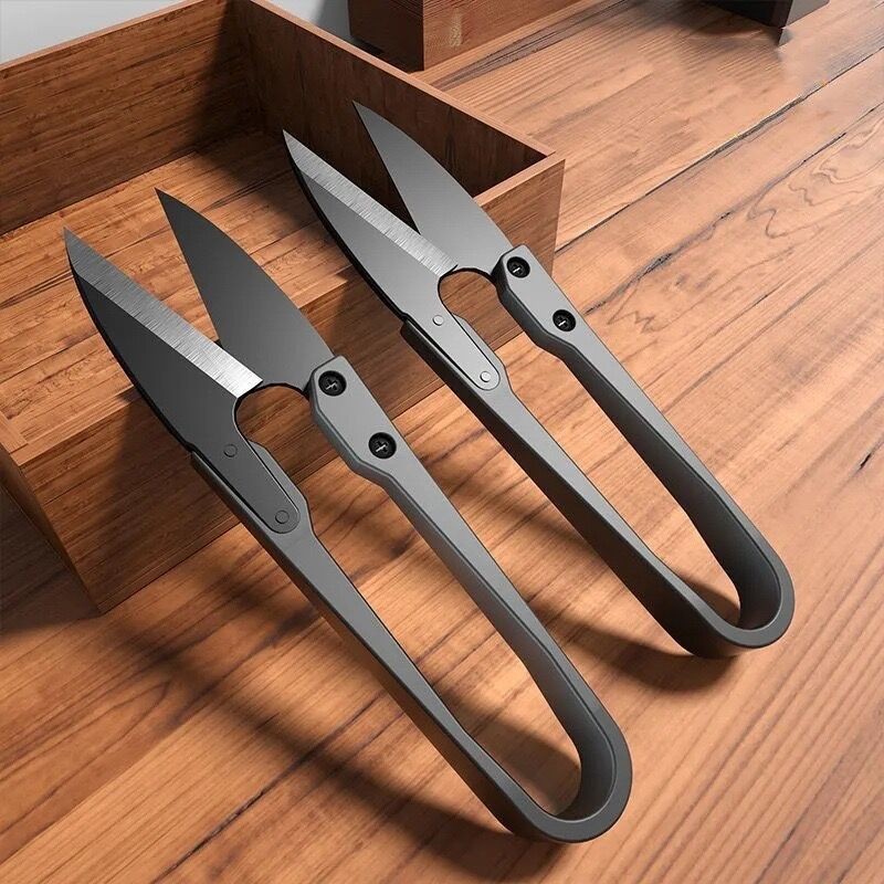 

10Piece Set of Stainless Steel U-shaped Elastic Scissors Black Carbon Steel Clothing Needle Thread Sewing Scissors