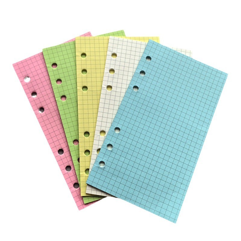 

50 Sheets A6 Colorful Grid Loose Leaf Notebook Refill Spiral Binder Inner Page Line Blank craft Grid Inside Paper Stationery