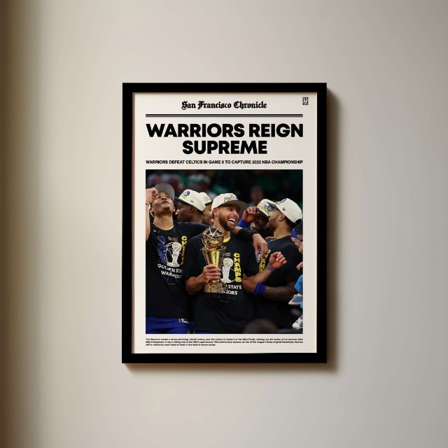Poster NBA Golden State Warriors 2022 Championship Art Print | NBA Finals Newspaper Poster | Curry D