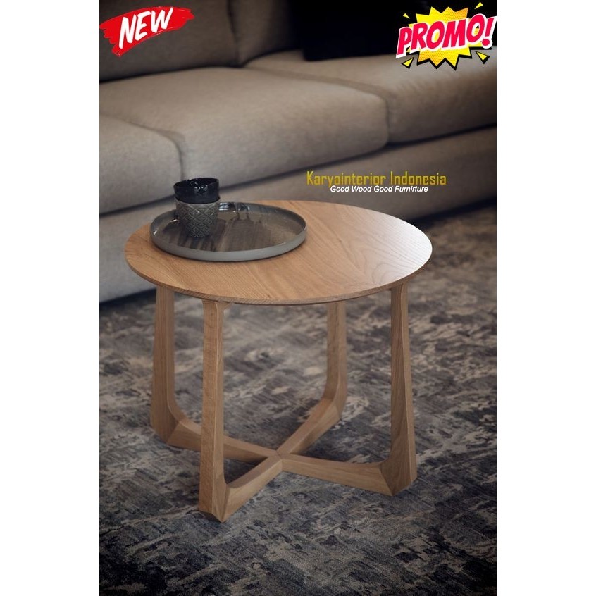 meja samping coffe table meja bundar jati asli jepara