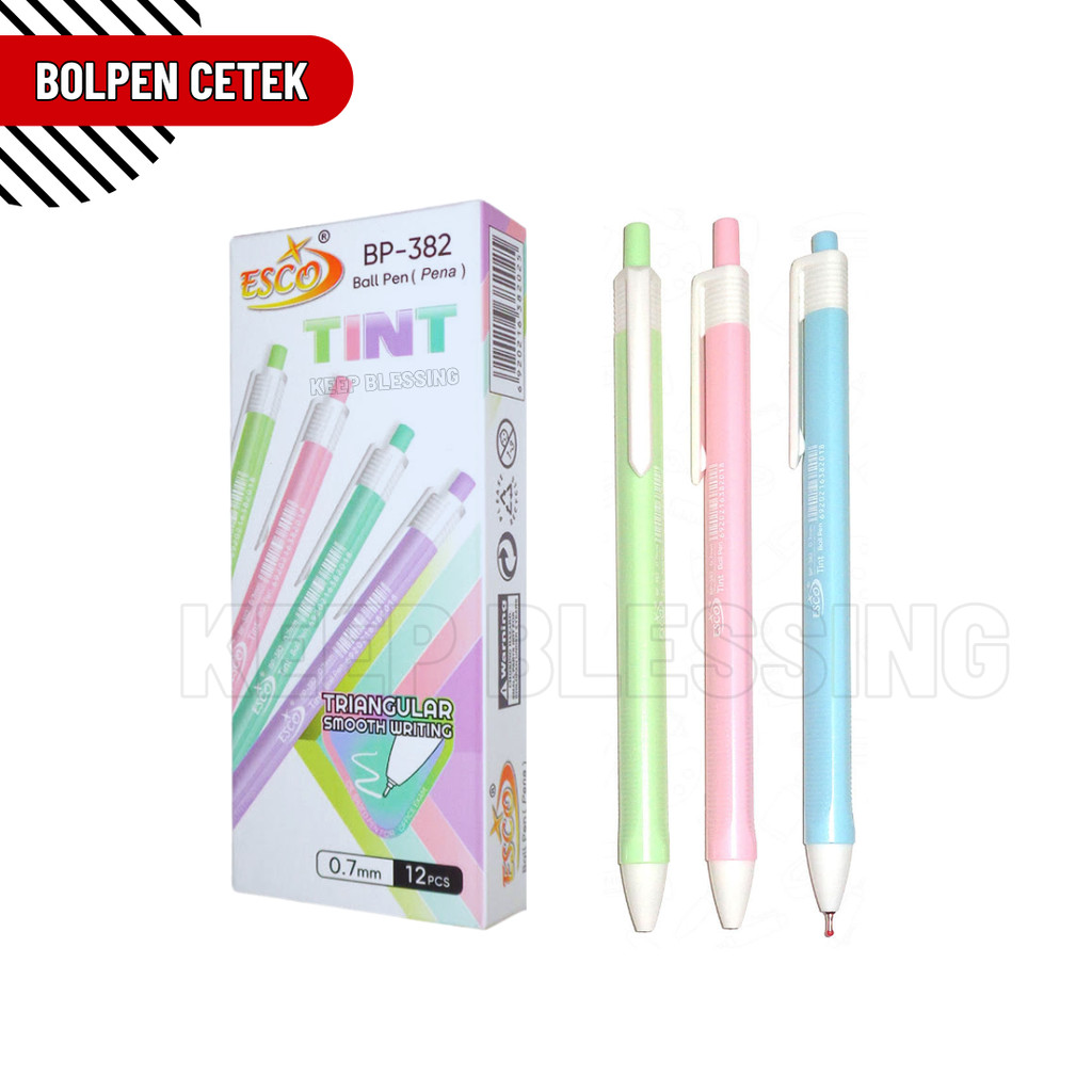 

12 pcs / Ball Pen Pulpen Pena / Esco / Pastel / Cetek / Mekanin / Hitam 0.7 mm / Pulpen murah / Duta Gemilang