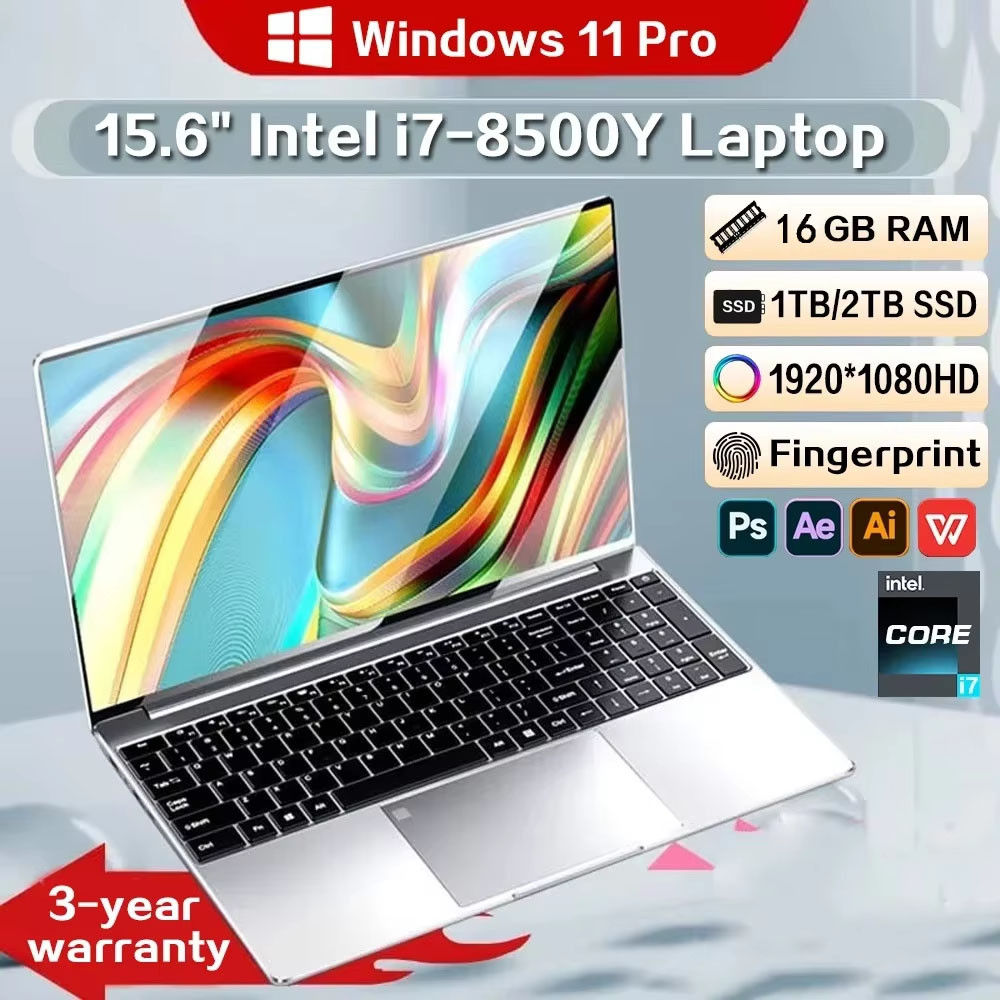 

15.6" Windows 11 Pro Laptop Computer Intel Core i7 8500Y 16GB RAM 1TB SSD Laptops Office Computer PC Fingerprint Unlock Notebook