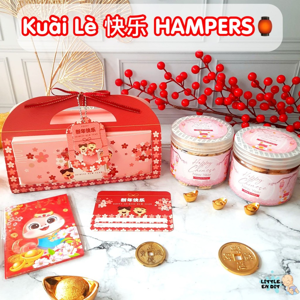 

Littleendit HIK02 Hampers Kuài Lè 快乐/ Hampers Imlek/ Parcel Imlek/ Parcel Kue Imlek/ Kue Gong Xi Fat Cai