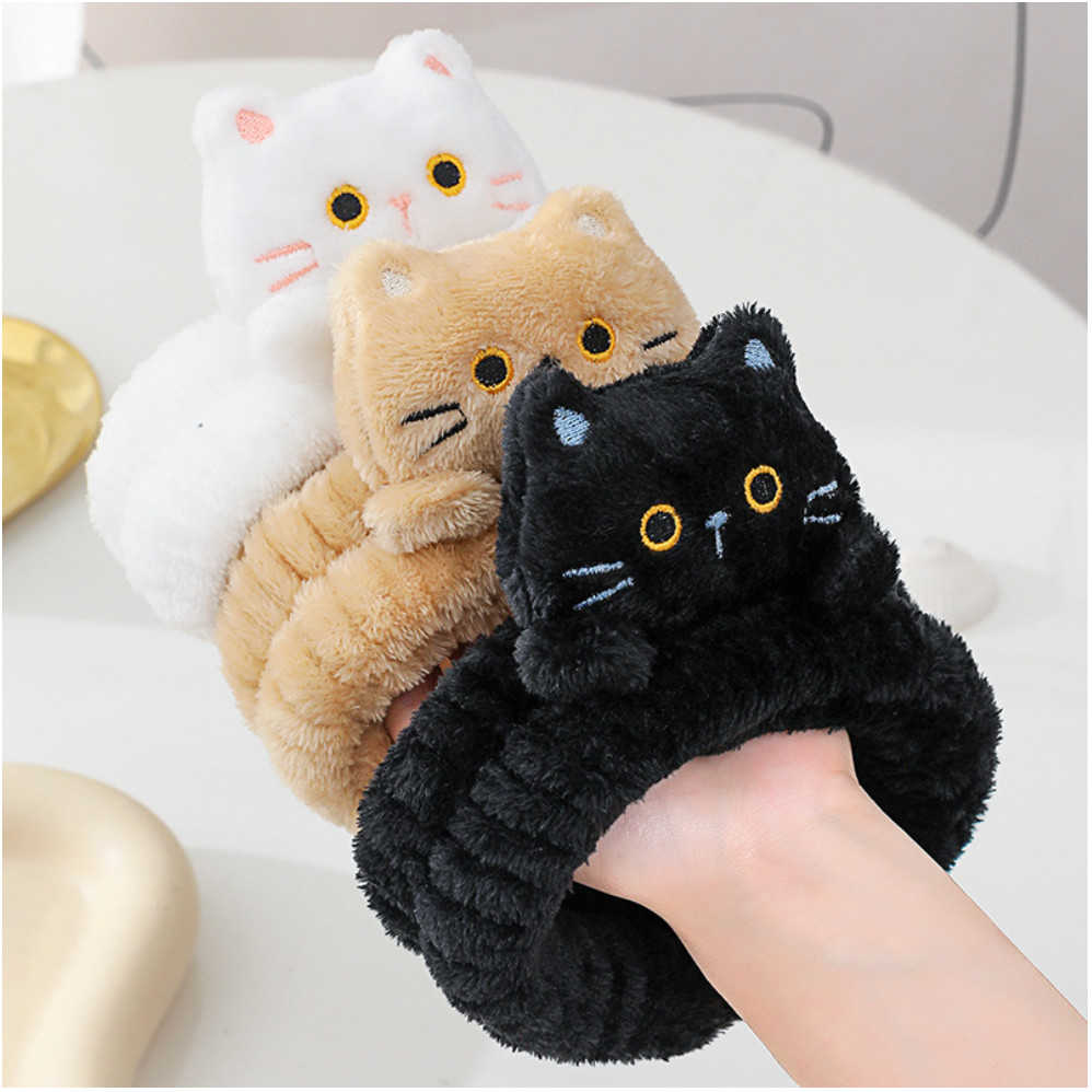 eadband Karakter Boneka Kucing Lucu Doll Bandana Kain Bulu Lembut Ikat Rambut Anak Dewasa Premium