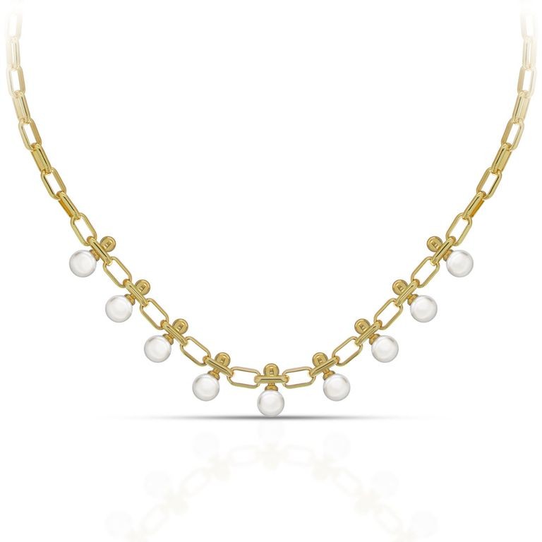 Kalung Mutiara Emas Rumbai -Rumbai Pearl Gold Necklace