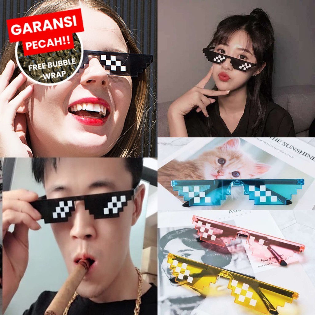 Kacamata Fashion Kece Thug Life Pria Wanita - Kacamata Hitam Gaya Keren Style Vintage Cewek Cowok