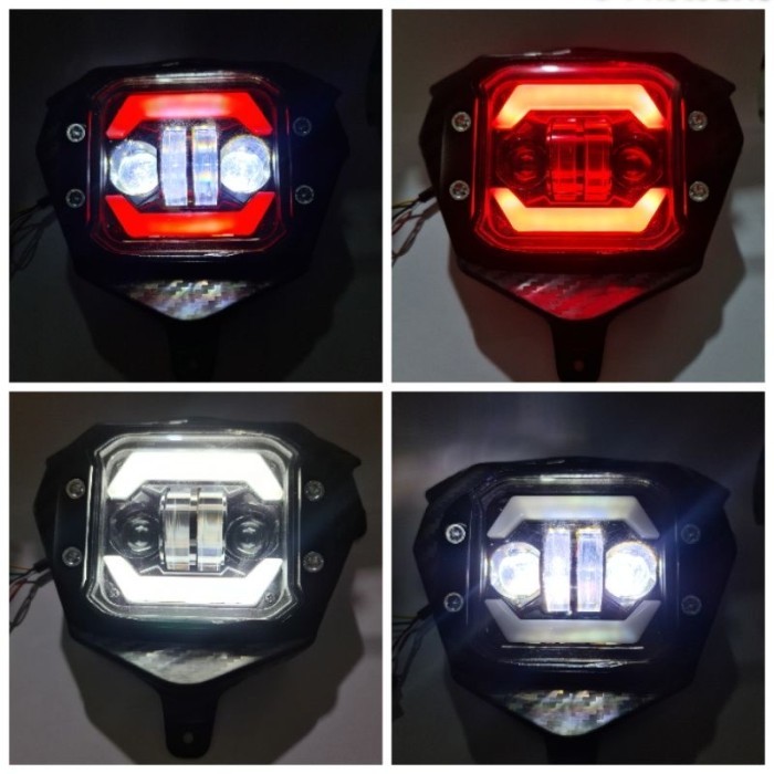lampu depan crf led daymaker satu set cover lampu karbon pnp crf 150 - Biru