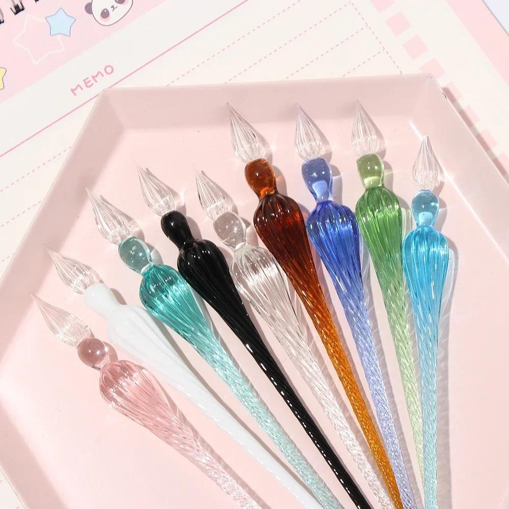 

Starry Sky Glass Pen Set 3 Pcs Sets Glass Signing Pen with Ink and Holder Crystal Student Use Dipping Pen Creative