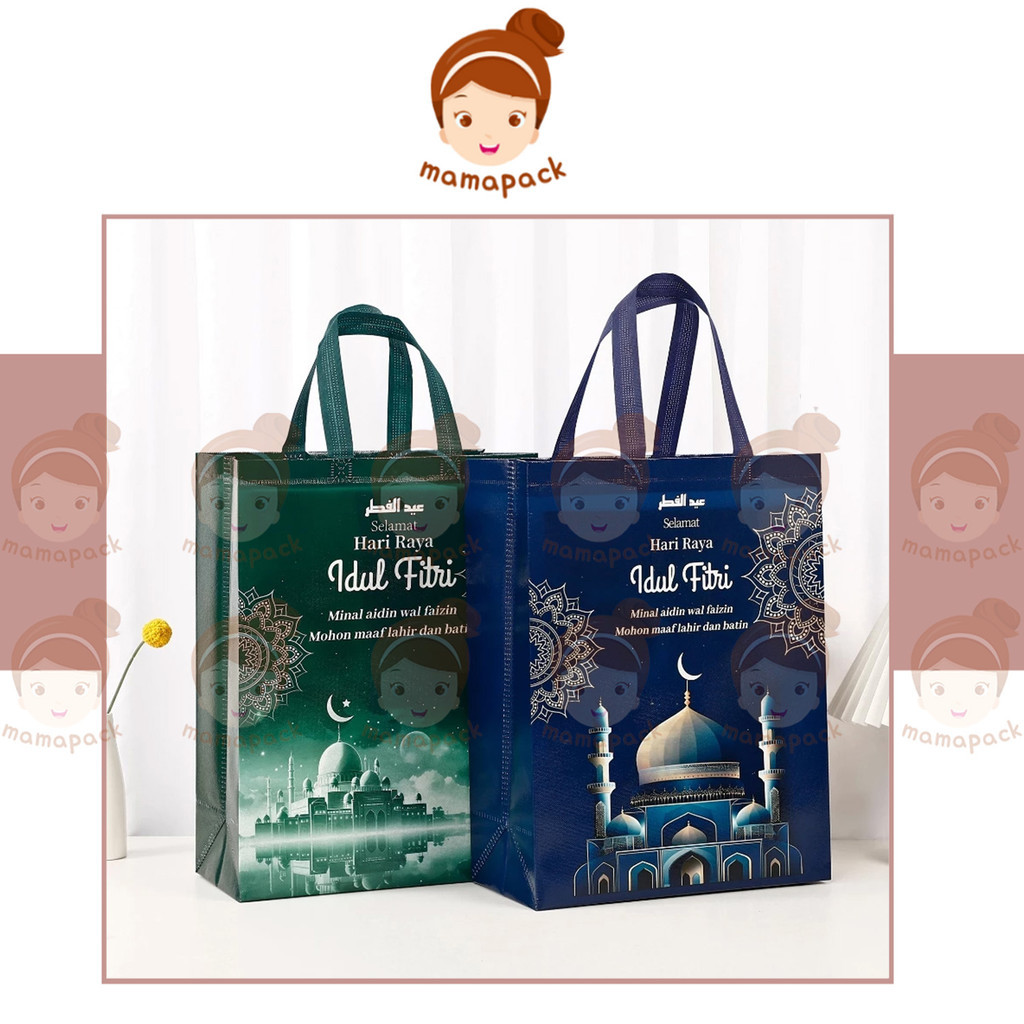 

Tas Goodie Bag Parcel Lebaran Idul Fitri – Spunbond 40x30x14cm (Biru & Hijau)