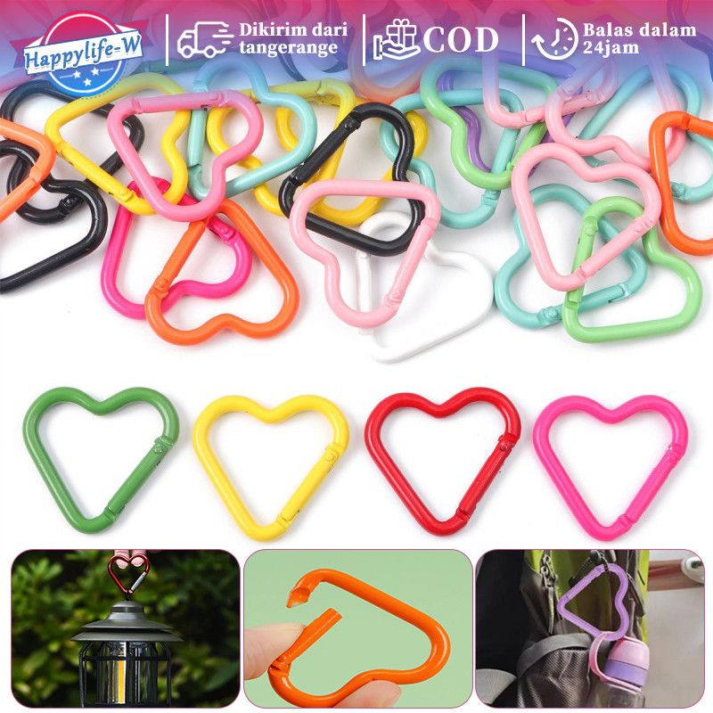 10pcs Carabiner Keychain Kalcer Carabiner Hati Lingkaran Gantungan Kunci