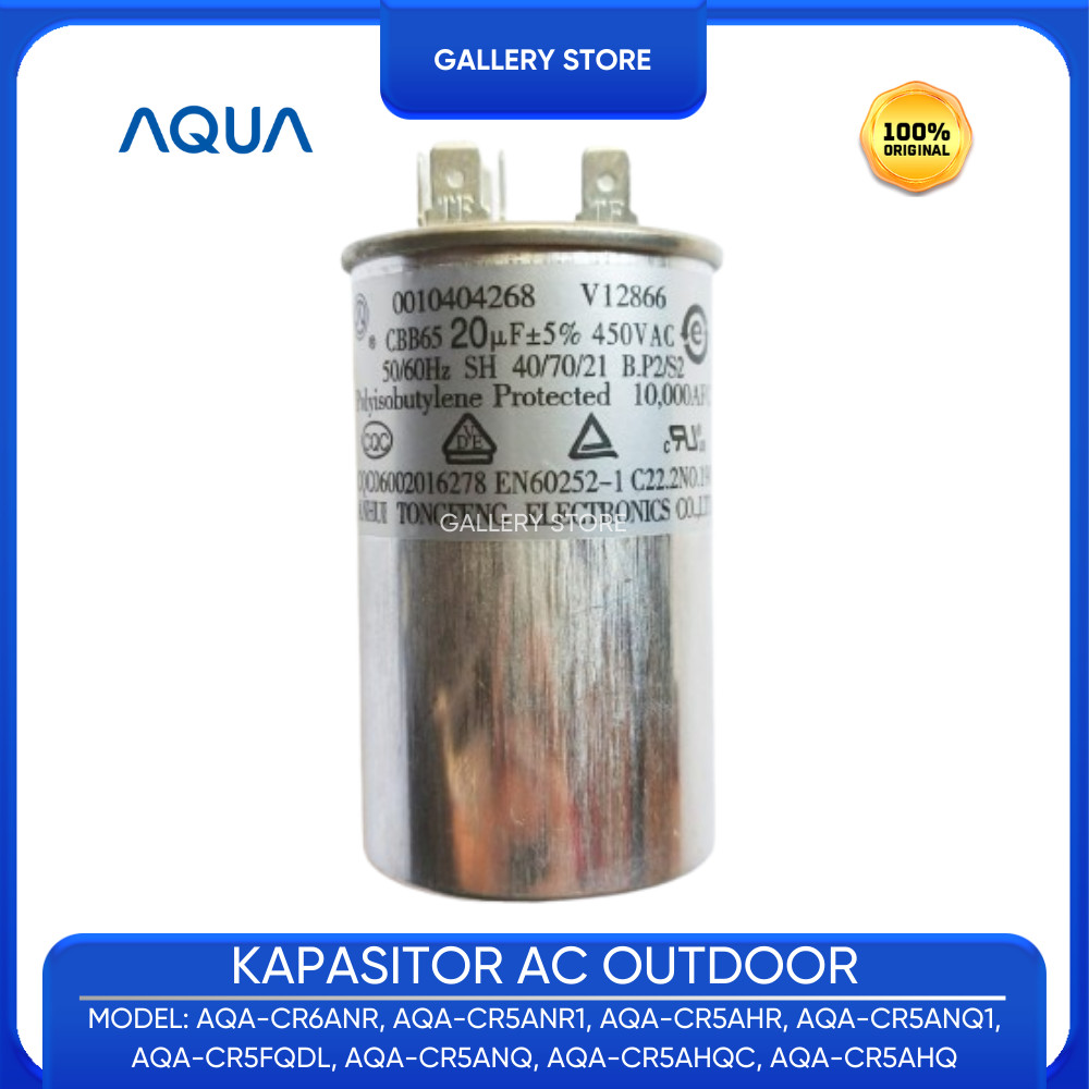Original AQUA Kapasitor Ac Outdoor 1/2 Pk AQUA 20/5 UF 450 VAC AQA CR6ANR AQA CR5ANR1 AQA CR5AHR AQA