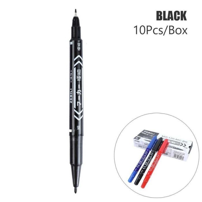 

EAQP Pena Spidol Permanen Dual Head Marker Waterproof 0.5 1mm 10PCS MOID1Z