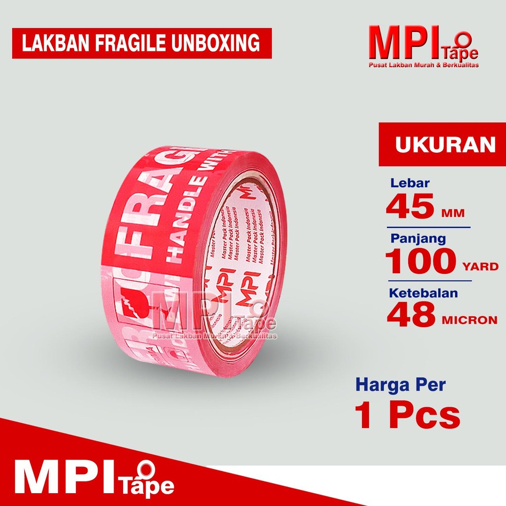 

Lakban Fragile Merah Putih 45 mm x 100 Yard - Lakban Fragile Unboxing - MPI