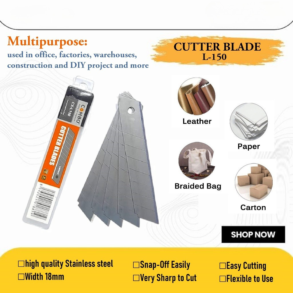 

Mata Pisau Cutter Kenko L-150 - Stainless Steel Tajam, Snap-Off Mudah, Serbaguna untuk Kertas, Karton, Kulit, Tas Anyaman, Fleksibel & Awet