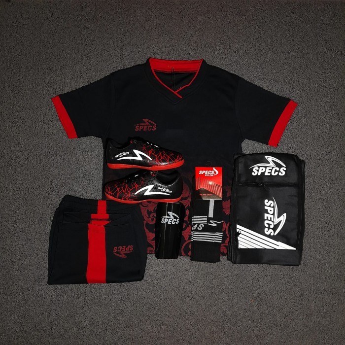 Paket Komplit Sepatu Futsal ANAK 28-37 Dapat Jersey Tas Deker Kaoskaki - merah spyder 5, 28