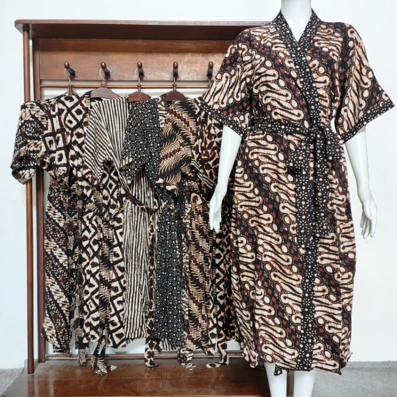 MEGA PROMO Batik AIS Kimono Batik Sogan Jumbo Rayon Premium All Size Ld 130 Baju Tidur / Spa / Hotel