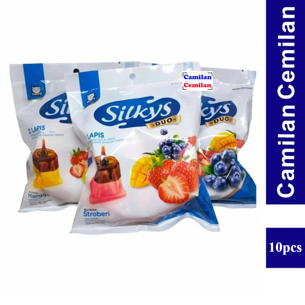

Silkys Duo Jelly Pudding Lapis Gula Aren rasa Strawberry Blueberry Mangga isi 10 pcs x 26 gr
