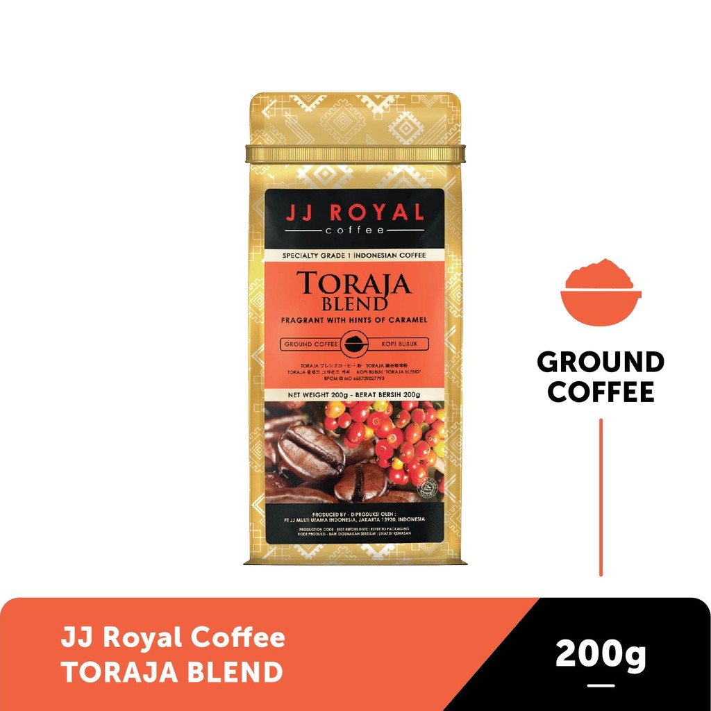

JJ Royal Coffee Toraja Blend Ground (Kopi Bubuk) Bag 200g