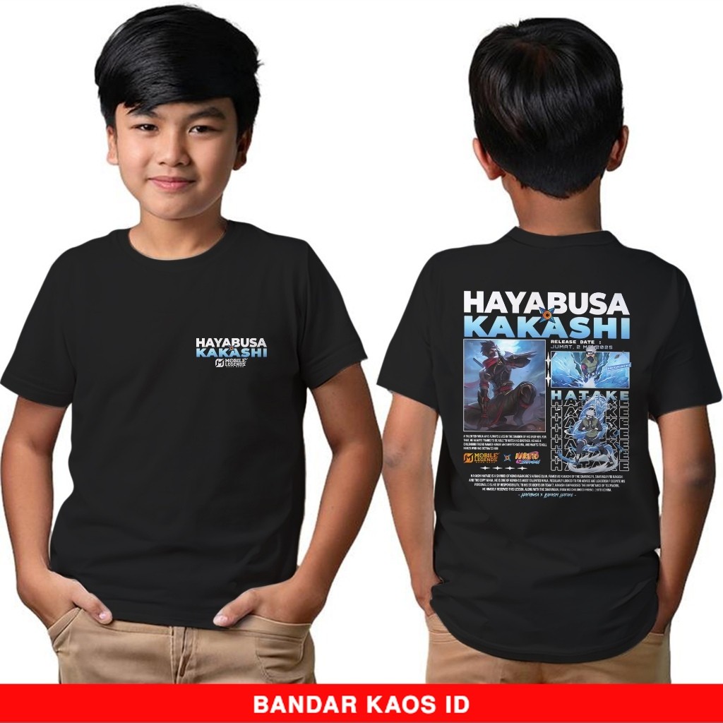 BANDAR KAOS HAYABUSA X KAKASHI - BAJU ANAK USIA 1-14 TAHUN - KAOS MOBILE LEGEND x NARUTO SHIPPUDEN -