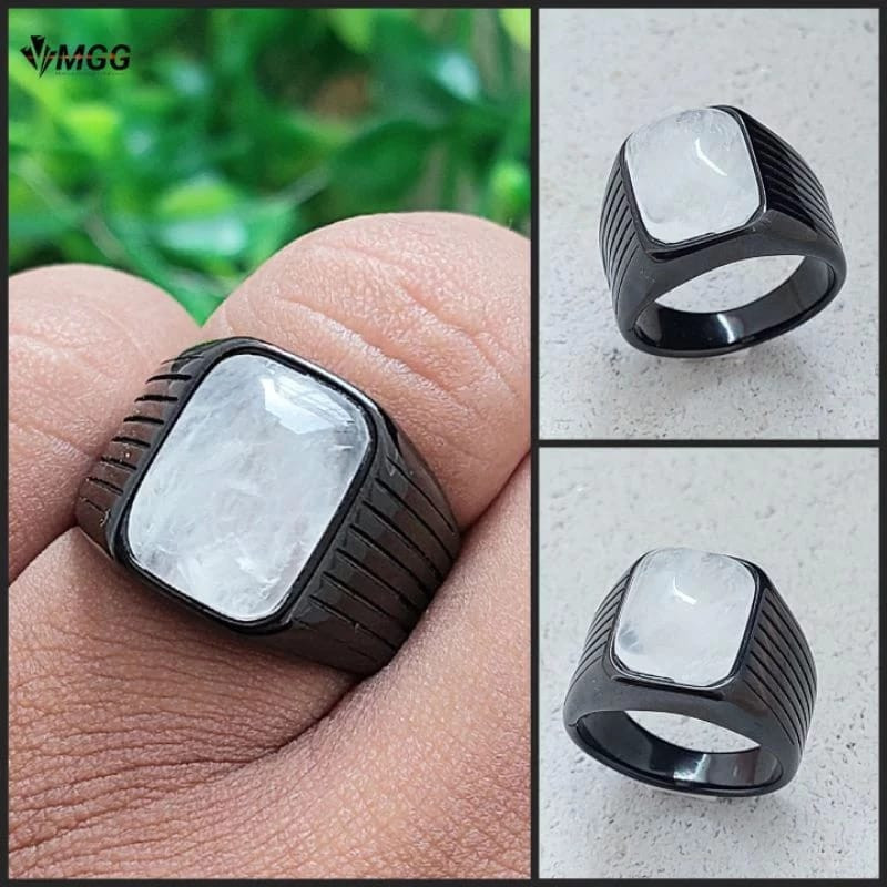 Cincin Batu Natural Giok Putih Jadeite Original